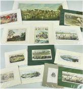 CRICKET: Assorted small prints depicting mainly cricket matches, some hand-coloured, including '