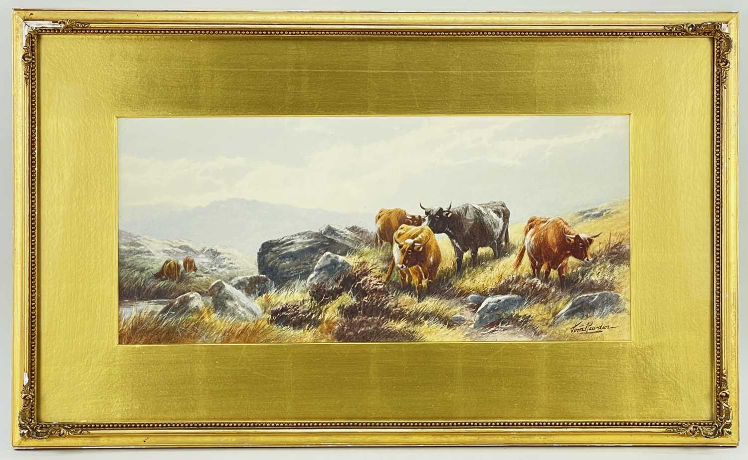 TOM ROWDEN (1842-1926), watercolour - Cattle grazing on Dartmoor, and a companion, signed, 20.5 x - Image 2 of 3