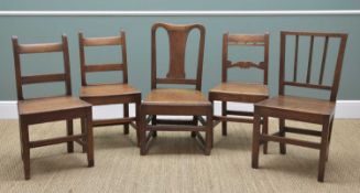 ASSORTED COUNTRY OAK CHAIRS, including a pair of side chairs (5) Comments: on reduced in height