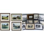 ASSORTED ANTIQUE & MODERN PRINTS, including 4 golfing colour lithographs by Graeme Baxter and by