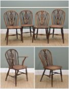 HARLEQUIN SET OF SIX WINDSOR CHAIRS, probably Buckinghamshire, elm and ash, with baluster turned