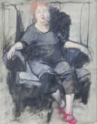 ‡ ALEXANDRA GARDNER (Scottish, b. 1945) oil on canvas - The Big Black Chair, signed, titled and