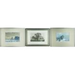 ‡ ROBERT HAY, gouache - Portland Bill, Dorset, and Old Harry Rocks, Dorset, in Winter, signed and