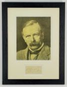 DAVID LLOYD GEORGE AUTOGRAPH on House of Commons embossed paper / card, 4.5 x 9cms, framed and