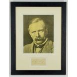 DAVID LLOYD GEORGE AUTOGRAPH on House of Commons embossed paper / card, 4.5 x 9cms, framed and