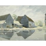 ‡ MORGAN RENDLE (1889-1952) watercolour - Stockers Farm, a farmyard beside a pond, signed, titled on