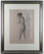 ‡ DAVID KNIGHT pencil and chalk - Nude Study Woman Standing, signed and titled verso, with Albany