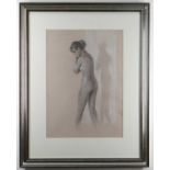 ‡ DAVID KNIGHT pencil and chalk - Nude Study Woman Standing, signed and titled verso, with Albany