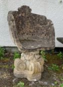 COMPOSITE STONE ROCOCO GARDEN SEAT, 56w x 85cm h