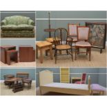 ASSORTED FURNITURE including TWO PAIRS OF MODERN WALNUT OCCASIONAL/BEDSIDE TABLES. of cube form,