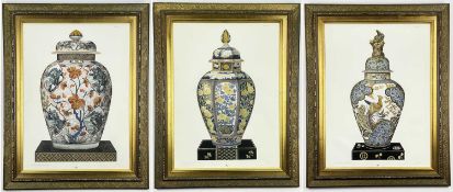 AFTER FIRMIN-DIDOT FRERES, FILS ET CIE, colour lithographs - set of three Imari vases, plates I, II,
