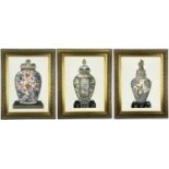 AFTER FIRMIN-DIDOT FRERES, FILS ET CIE, colour lithographs - set of three Imari vases, plates I, II,