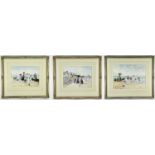 ‡ ALBERT W SMITH three watercolours - including Edwardian family paddling on a beach with pier in