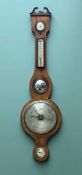 19TH CENTURY MAHOGANY 5-GLASS WHEEL BAROMETER, ebony & boxwood strung border, 96cm h Comments: