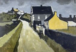 ‡ DONALD MCINTYRE oil on board - lane with chapel, entitled verso 'Chapel Caerns', signed, 52 x