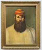 CRICKET: after Archibald John Stuart Wortley, oil on canvas - portrait of W. G. Grace, bears