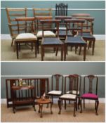 ASSORTED CHAIRS, OCCASIONAL FURNITURE & TABLE, including pair oak armchairs, set 4 19thC. walnut