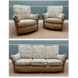 ERCOL CLASSIC RENAISSANCE '1068' HIGH BACK THREE-PIECE SUITE, comprising pair easy armchairs, and