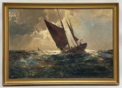 FRANZ MULLER-GOSSEN (1871-1946) oil on canvas - sailing boats at sea, 51 x 75cms Comments: old