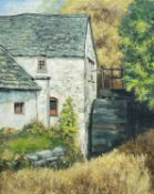 ‡ CHRIS GRIFFIN oil on canvas - whitewashed Welsh water-mill, signed and dated 1977, 55 x