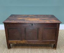 18TH CENTURY JOINED OAK COFFER, 100w x 50d x 60h Comments: fased, worn.