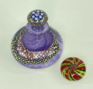 SCOTTISH MILLEFIORI BOTTLE PAPERWEIGHT, and a small striped waster (2)bottle 10cm. diam