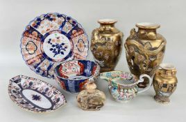 ASSORTED CHINESE & JAPANESE CERAMICS, including pait of Satsuma pottery vases applied with dragons