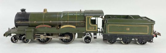 HORNBY 'O' GAUGE GWR 4-4-2 'CAERPHILLY CASTLE' STEAM LOCO & TENDER, clockwork (G) Comments: some