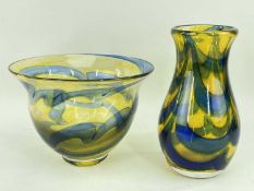 JONNY PERSSON FOR DALSLAND GLASHYTTA (SWEDEN): two vessels comprising a baluster vase, 24cm h and