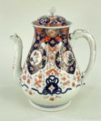 JAPANESE IMARI COFFEE POT & COVER, Meiji Period, pear shaped with fish moulded handle and spout,