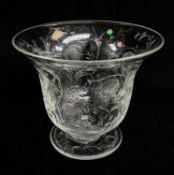 CLEAR GLASS FLARING VASE, possibly Stevens & Williams, of bell form on circular foot, engraved