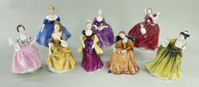 EIGHT ROYAL DOULTON BONE CHINA FIGURINES OF LADIES, including HN1934 'Autumn Breezes' (8)