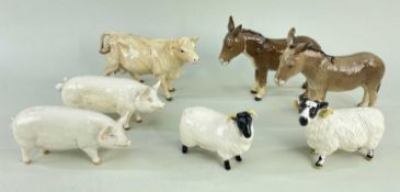 ASSORTED BESWICK FARM ANIMALS, including Ch. Wall Boy 53rd hog (1453A), Ch. Wall Queen 40th sow (