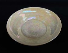 RUSKIN EGGSHELL LUSTRE BOWL, 1923, with dappled gold iridescent glaze, impressed and printed