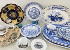 ASSORTED CERAMICS & GLASS, including Chinese blue and white porcelain chafing dish, Staffordshire