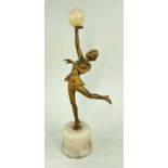 ART DECO GILT METAL & ALABASTER FIGURE OF A DANCER, in the style of Josef Lorenzl, 32cm hThere is