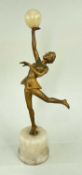 ART DECO GILT METAL & ALABASTER FIGURE OF A DANCER, in the style of Josef Lorenzl, 32cm hThere is