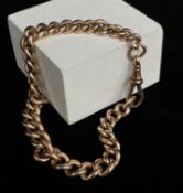9CT ROSE GOLD CURB LINK ALBERT CHAIN, including swivel, overall 21.5cm, 27.4g