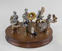 SET VITTORIO ANGINI SILVER CLOWN MUSICIANS, including trumpeter, violinist, sousaphonist,