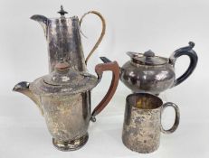 ASSORTED SILVER TABLEWARE, including George III bullet shaped teapot, London 1819 (marks rubbed),