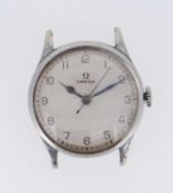 OMEGA STAINLESS STEEL & ALLOY MULITARY ISSUE WATCH HEAD, c. 1943, ser. no. 995***4, 16J cal.