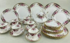 ROYAL ALBERT 'AUTUMN ROSES' PATTERN TEA SET, comprising tea pot, six tea cups and saucers, side