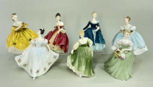 SEVEN VARIOUS ROYAL DOULTON CHINA FIGURES, comprising Clarissa HN2345, Kate HN2789, Fair Lady