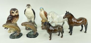 ASSORTED BESWICK ANIMALS, including two leaping trout (1390), Dartmoor pony (1642), Shetland pony (