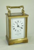 MODERN MAPPIN & WEBB GILT BRASS CARRIAGE CLOCK, platform lever movemet, in case with reeded