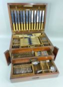 1920s PADOUK CASED CANTEEN OF PLATED CUTLERY, maker H. H. & S., complete for twelve place