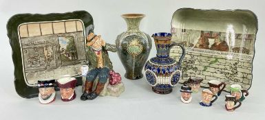 ASSORTED DOULTON CERAMICS, including stoneware vase and ewer, two seriesware square dishes, HN2042