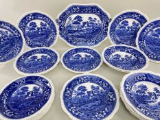 COPELAND BLUE & WHITE 'SPODE'S TOWER' PATTERN PART DINNER SEVICE, comprising meat platter, six