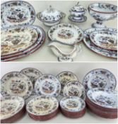 VICTORIAN WILLIAM BROWNFIELD & SONS POTTERY DINNER SERVICE, decorated in the 'Chinese Scroll'