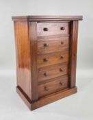 VICTORIAN MAHOGANY COLLECTOR'S TABLE CABINET, as a Wellington chest, with 5 drawers and side locking